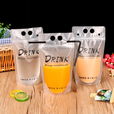 Drinking Fruit Juice Packing Plastic Standing Pouch With Straw